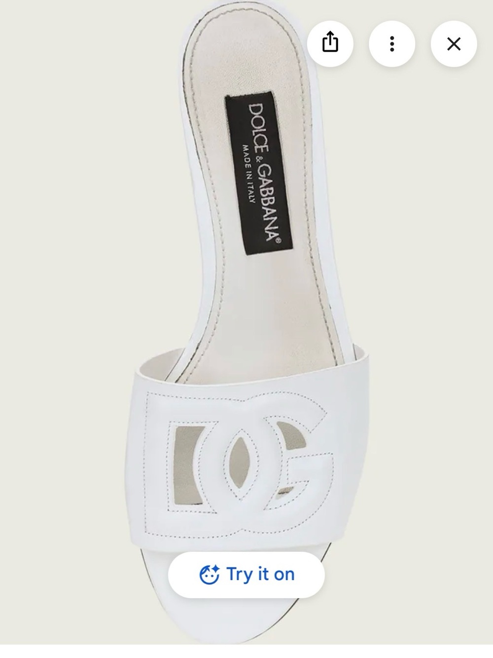 Dolce & Gabbana White Leather Logo Slide Sandals